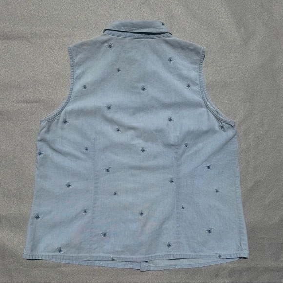 Sonoma Women’s Denim Embroidered Butterflies Sleeveless Button-up Shirt PL - Picture 5 of 5